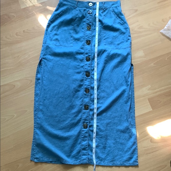 Urban Outfitters Blue Maxi Skirt (Above Ankle) Linen Blend Size S-P - Picture 10 of 14